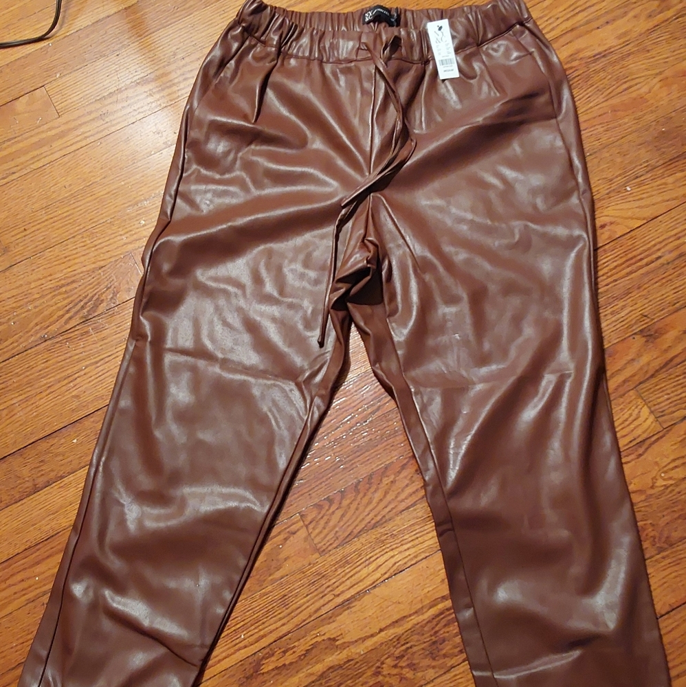 Leather joggers